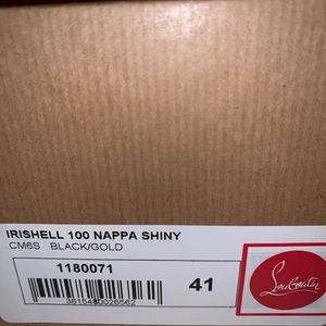 100% AUTHENTIC CHRISTIAN LOUBOUTIN IRISHELL 100 NAPPA SHINY SHOES BLACK/GOLD